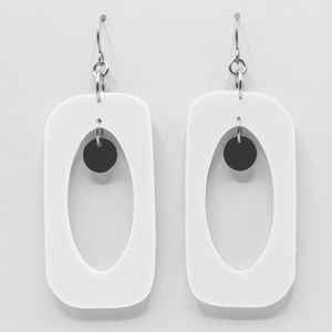 White Beatnik Party Statement Earrings - Hip Mod